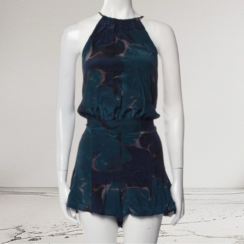 Stone Cold Fox  Halter Neck Romper in Blue Size 3 fits Medium M